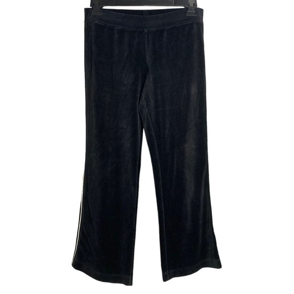Boston Proper Velour Sweat Pants S Black Mid Rise Flared Elastic Waist - Picture 1 of 5
